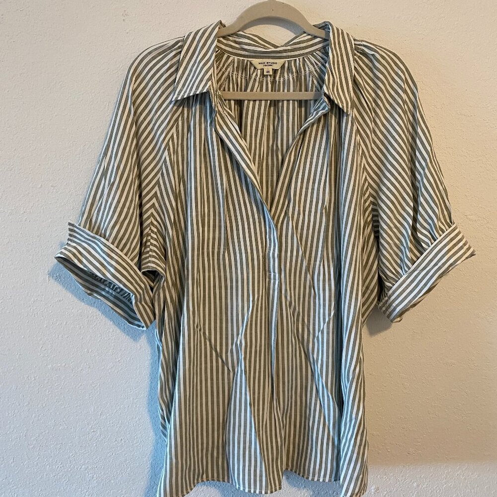 Max Studio Gingham Striped Top